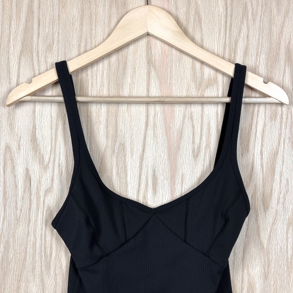 For Love And Lemons Clara Retro Ribbed Thong Bodysuit in Black - Picture 7 of 16